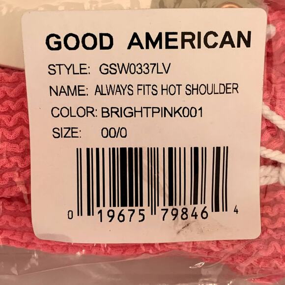 NWT Good American Always Fits Shoulder One-Piece Swimsuit in Bright Pink - Picture 8 of 10